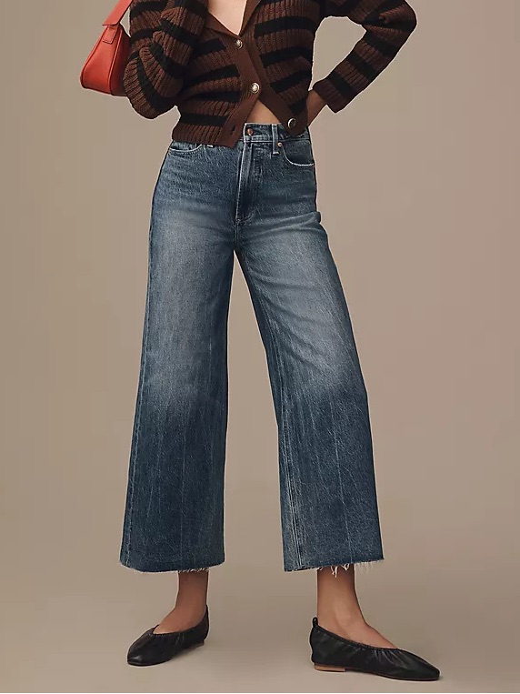 Pistola Lana Crop Raw Hem Wide Leg Jeans
